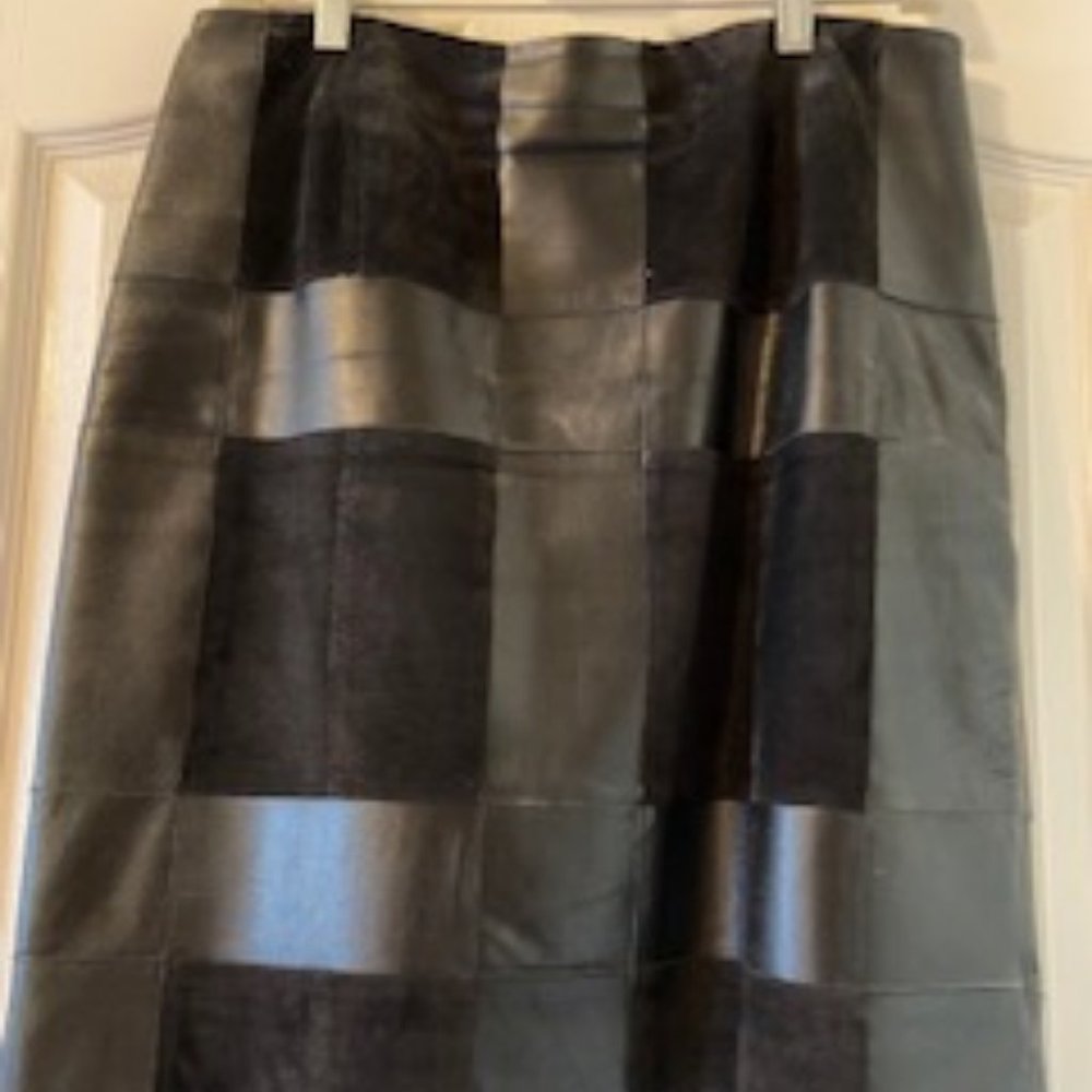 Leather and Suede Black Skirt